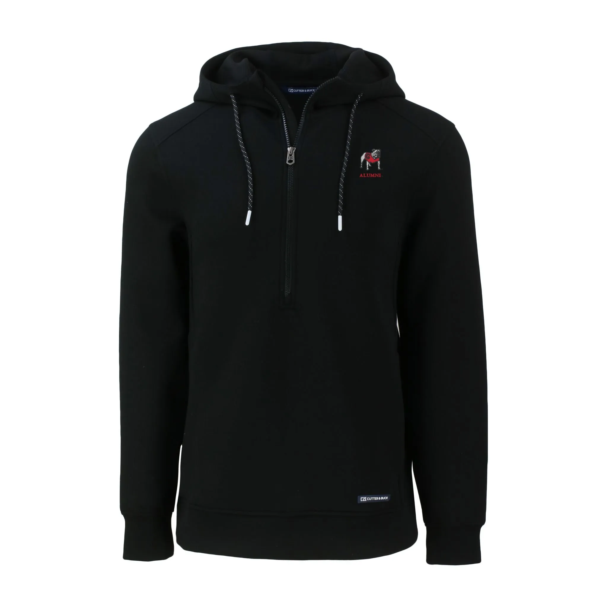 Men's Cutter & Buck Black Georgia Bulldogs Alumni Logo Roam Eco Recycled Half-Zip Hoodie