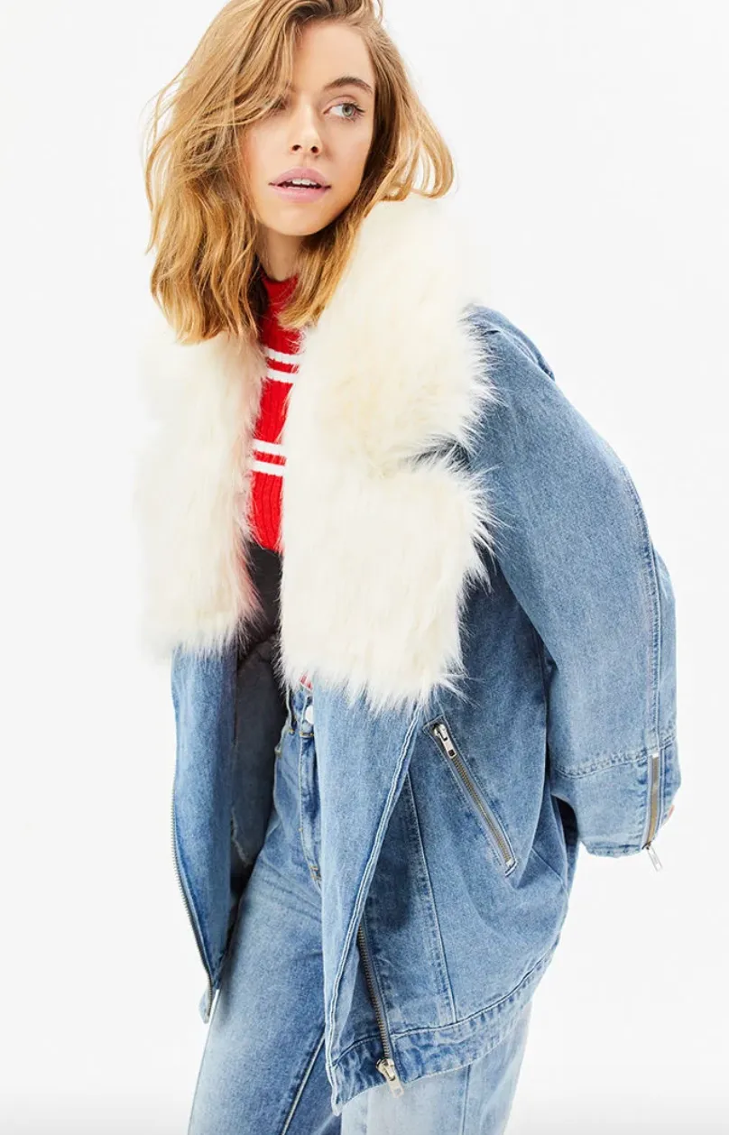 MINKPINK Yetti Denim Biker Jacket