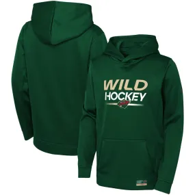 Minnesota Wild Fanatics Youth Green Authentic Pro Locker Room Pullover Hoodie