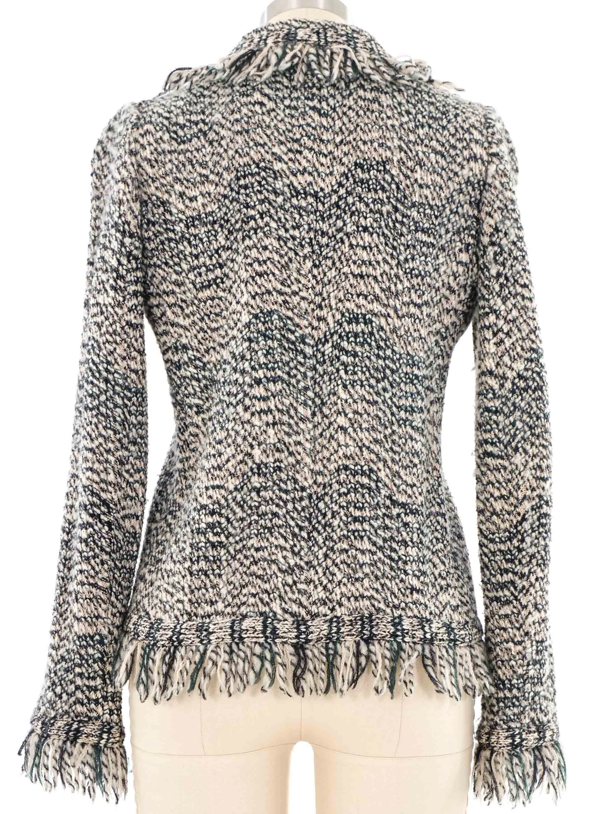 Missoni Grey Fringed Knit Cardigan