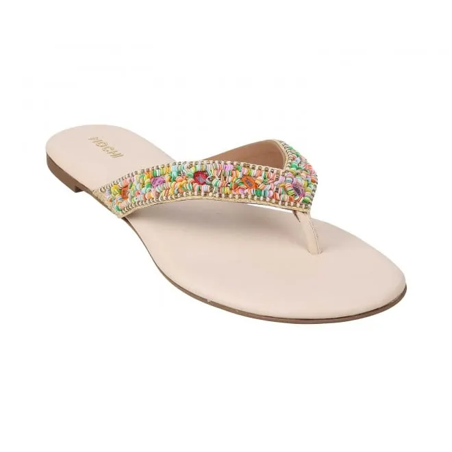 Mochi Women Gold Casual Slippers