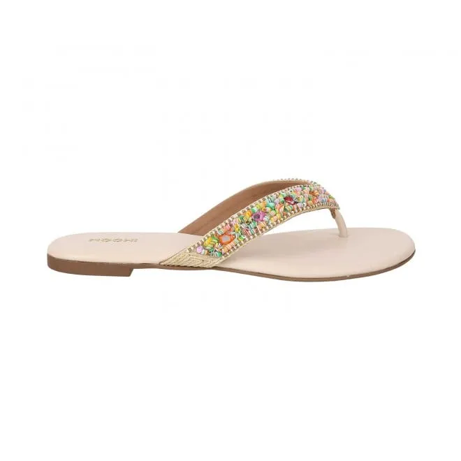 Mochi Women Gold Casual Slippers