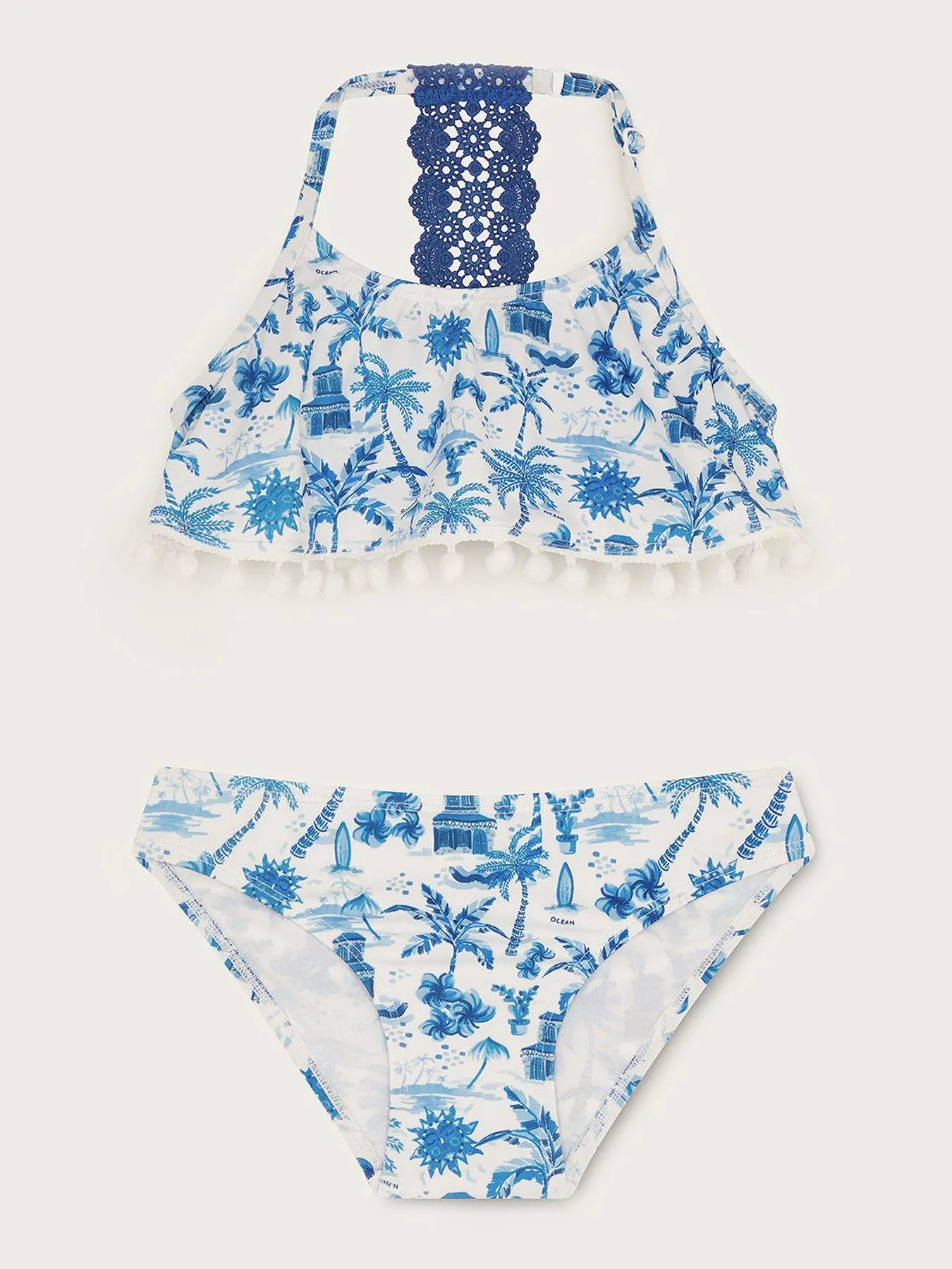 Monsoon Girls Resort Print Bikini - Blue