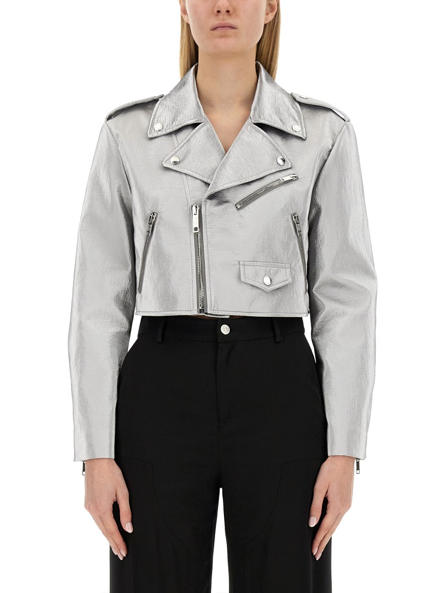 MOSCHINO JEANS    METALLIC BIKER JACKET