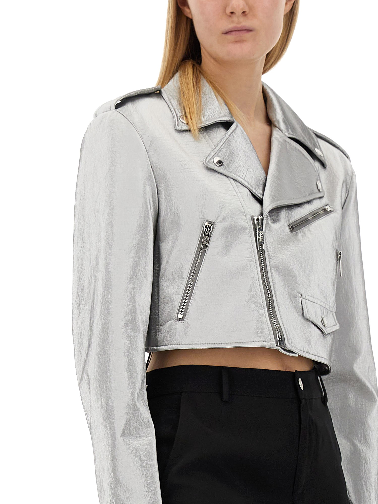 MOSCHINO JEANS    METALLIC BIKER JACKET