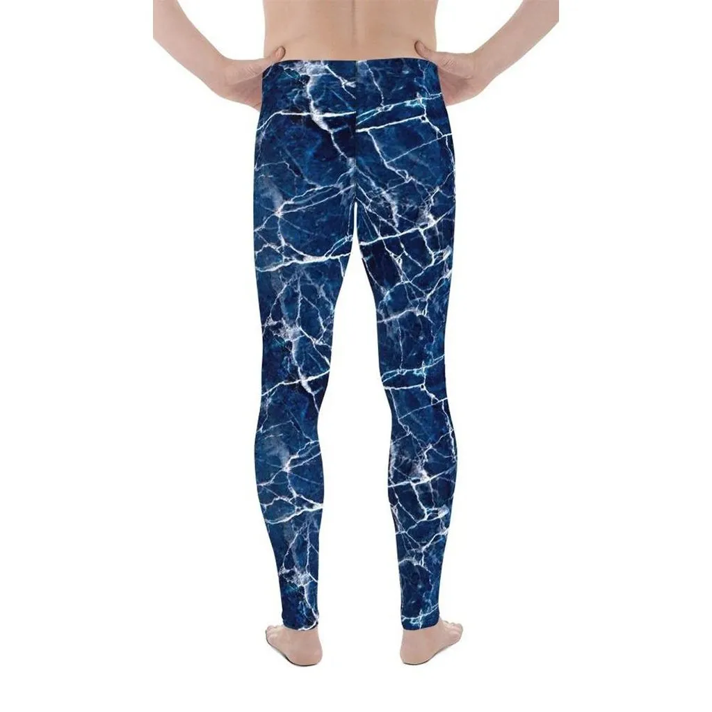Navy Blue Marble Men's Leggings