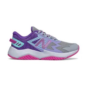 New Balance Girls Rave Running Shoe- Light ALuminum and Magenta