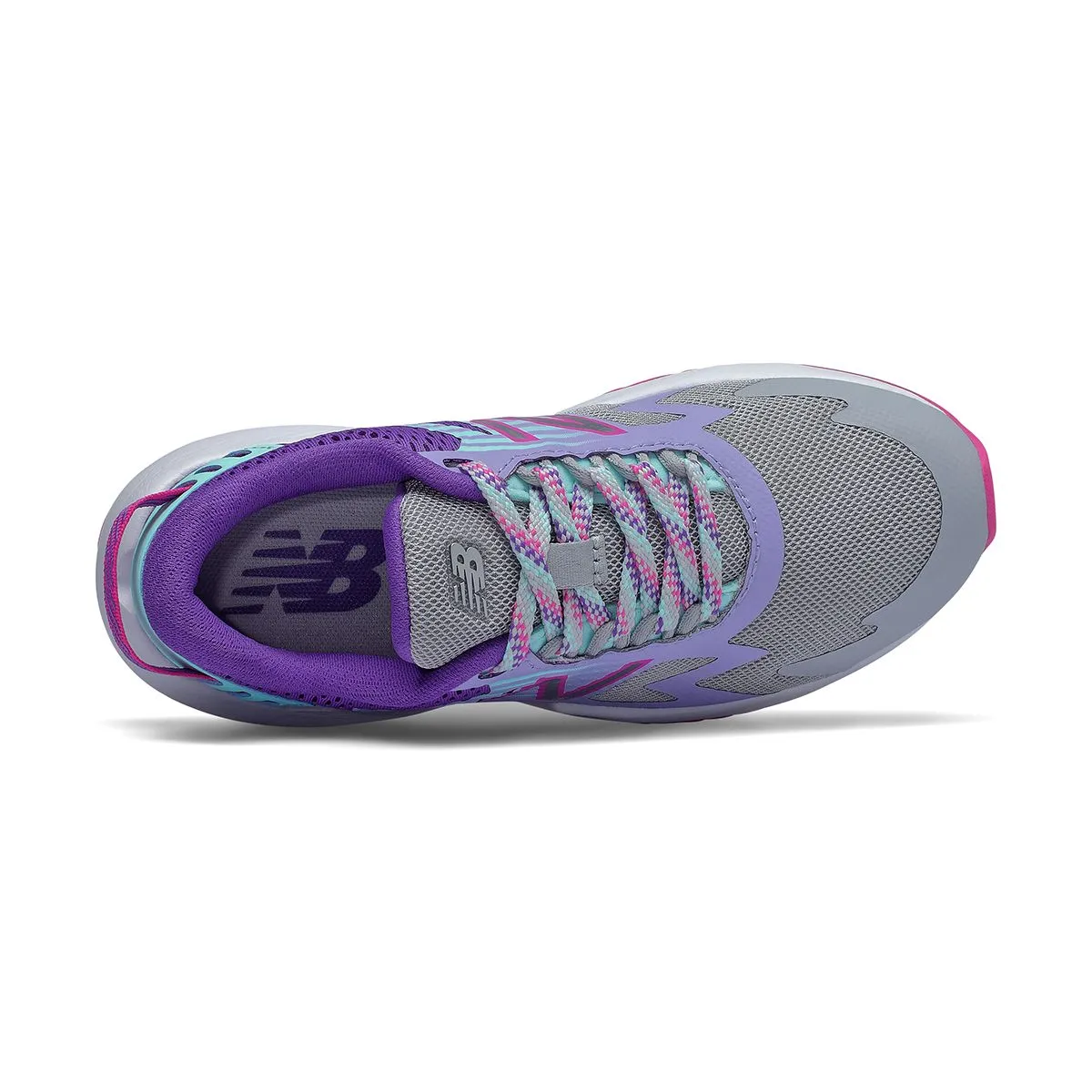 New Balance Girls Rave Running Shoe- Light ALuminum and Magenta