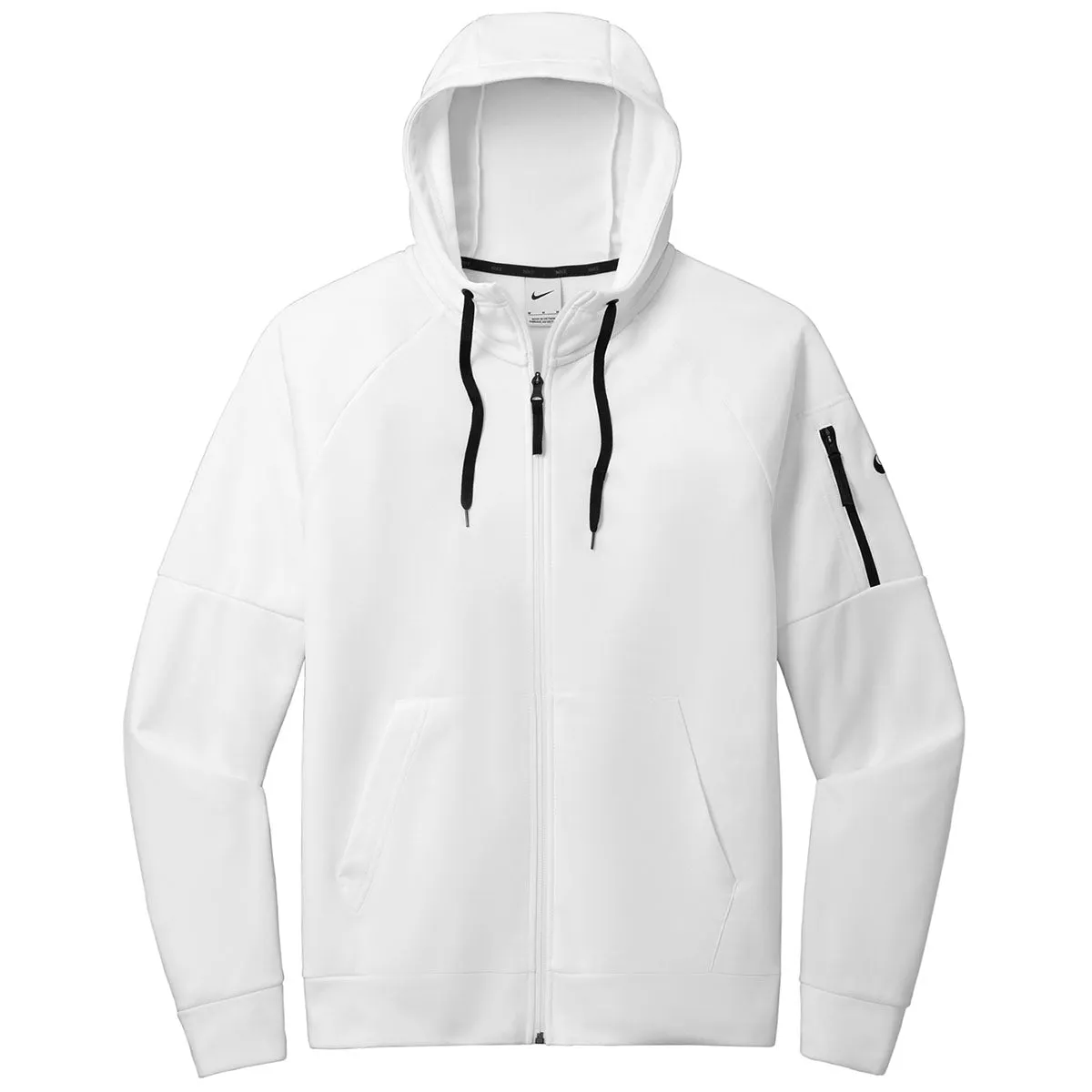 Nike Men's White Therma-FIT Pocket Full-Zip Fleece Hoodie