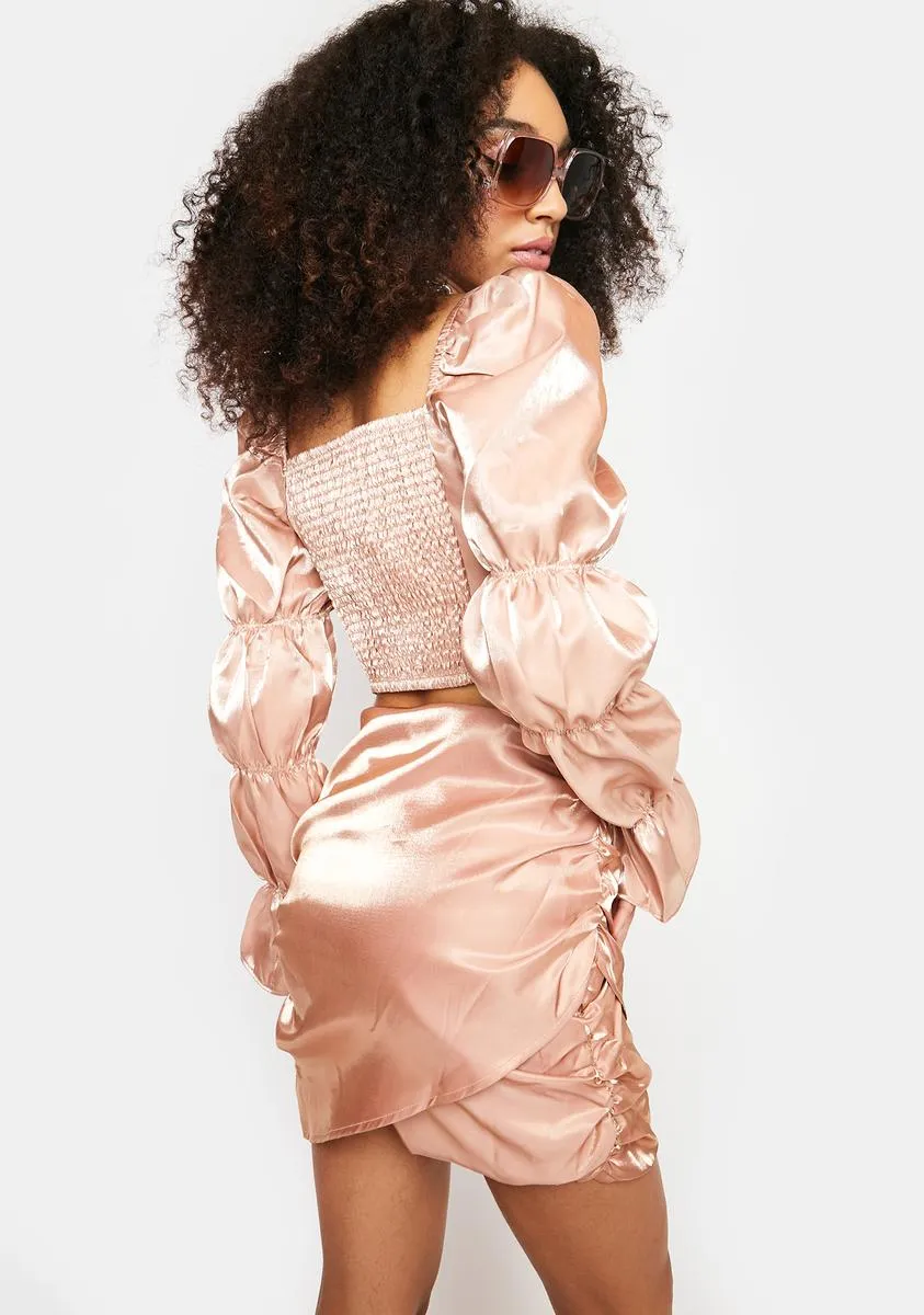 Nude Shimmer Mini Skirt-