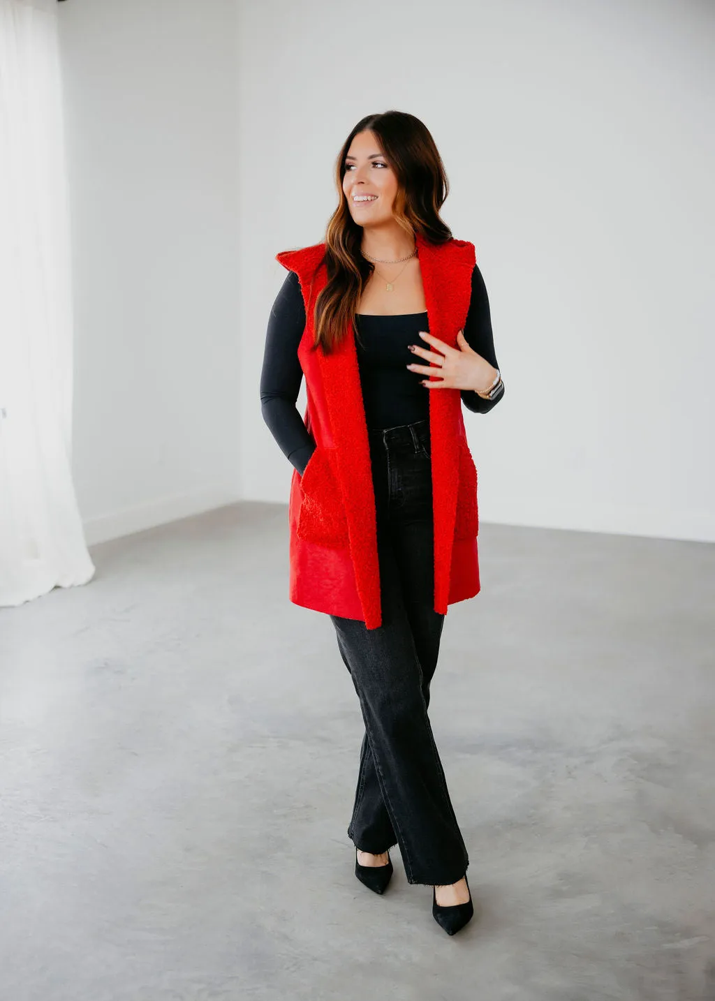 Nylah Faux Suede Hooded Vest