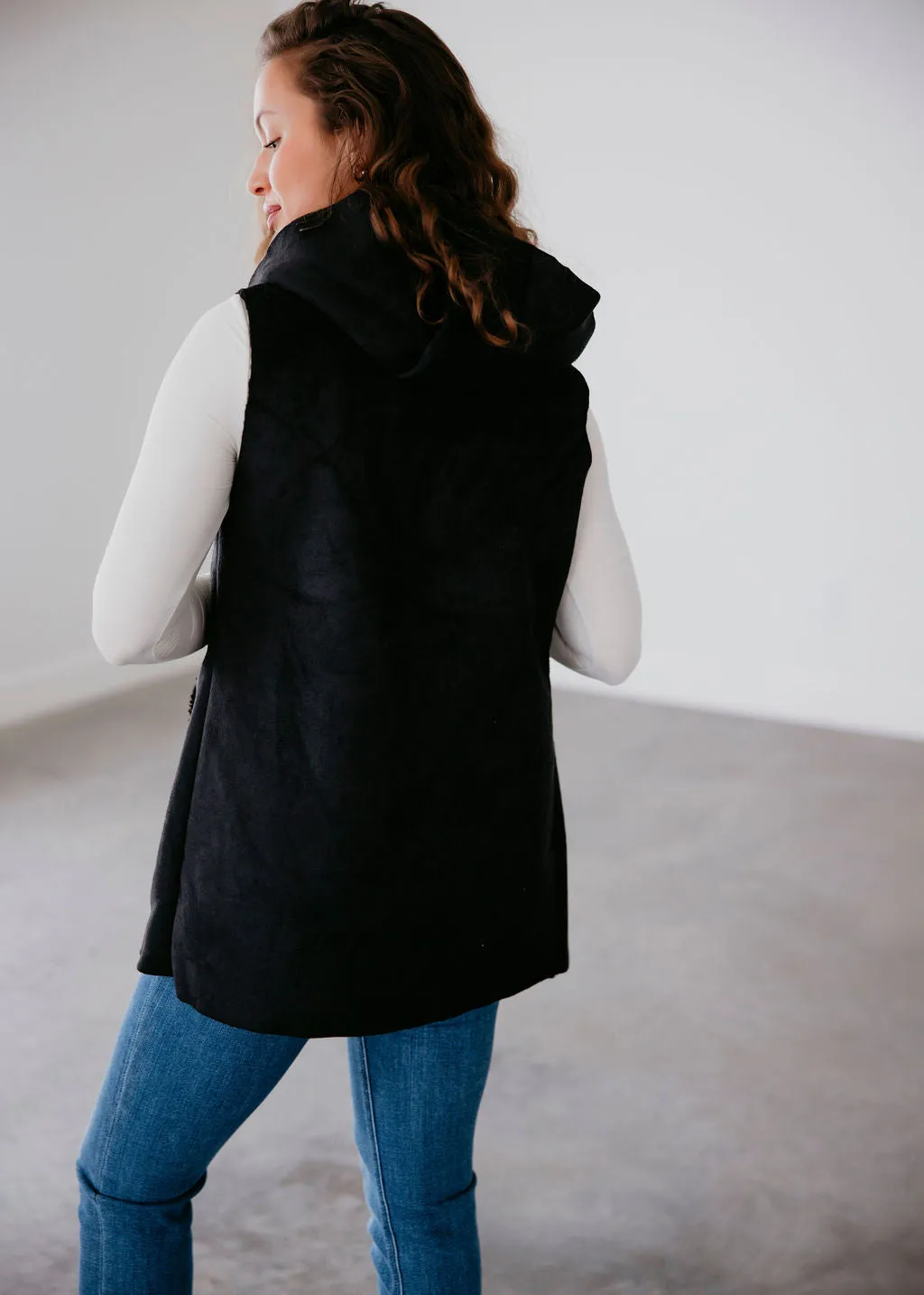 Nylah Faux Suede Hooded Vest
