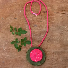 Olive & pink long necklace