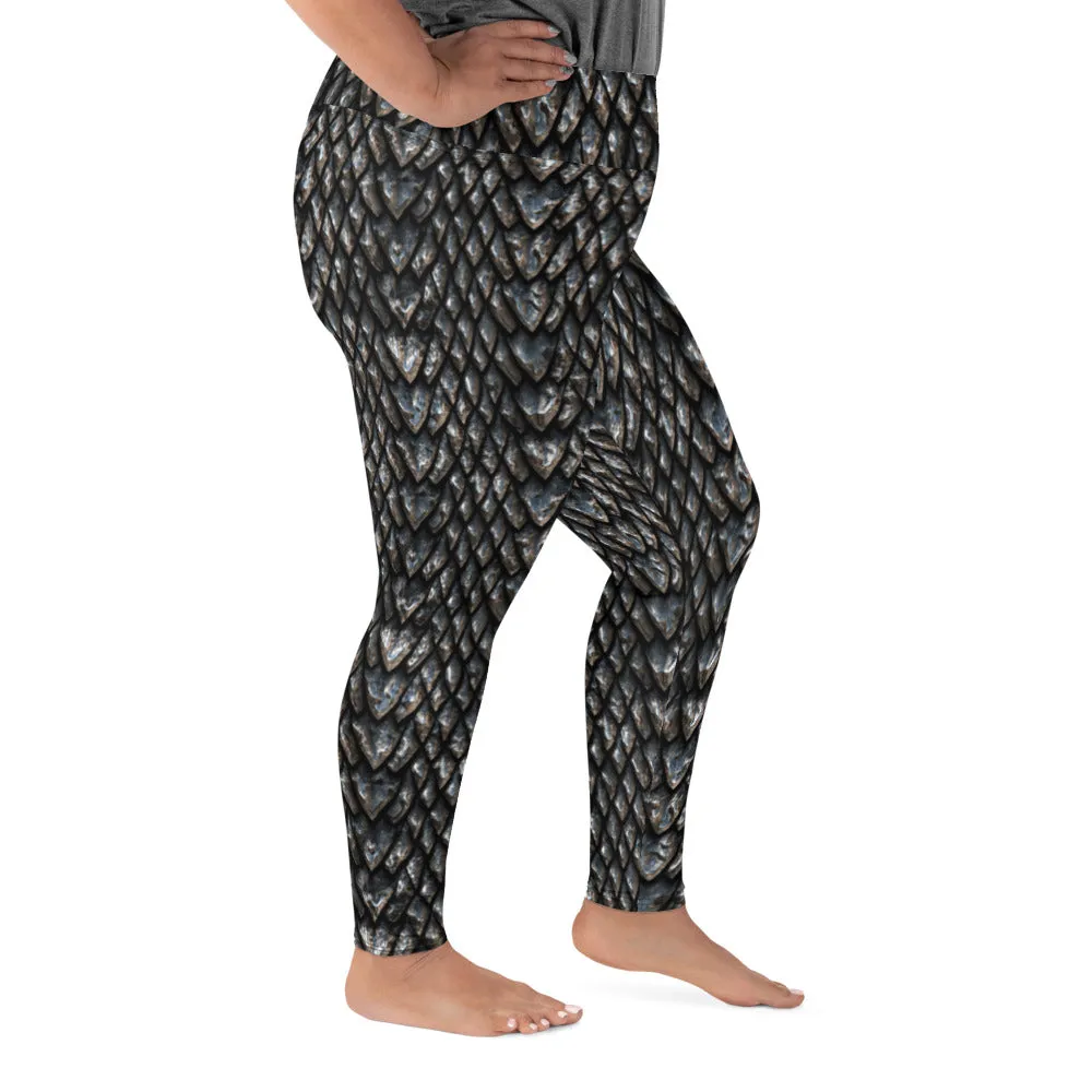 Onyx Dragon Scale Plus Size Leggings