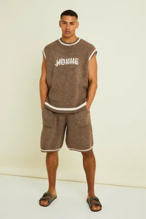 Oversized Basketball Knitted Vest Set | boohooMAN UK