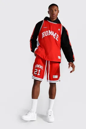 Oversized Homme Mesh Hooded Basketball Set | boohooMAN UK