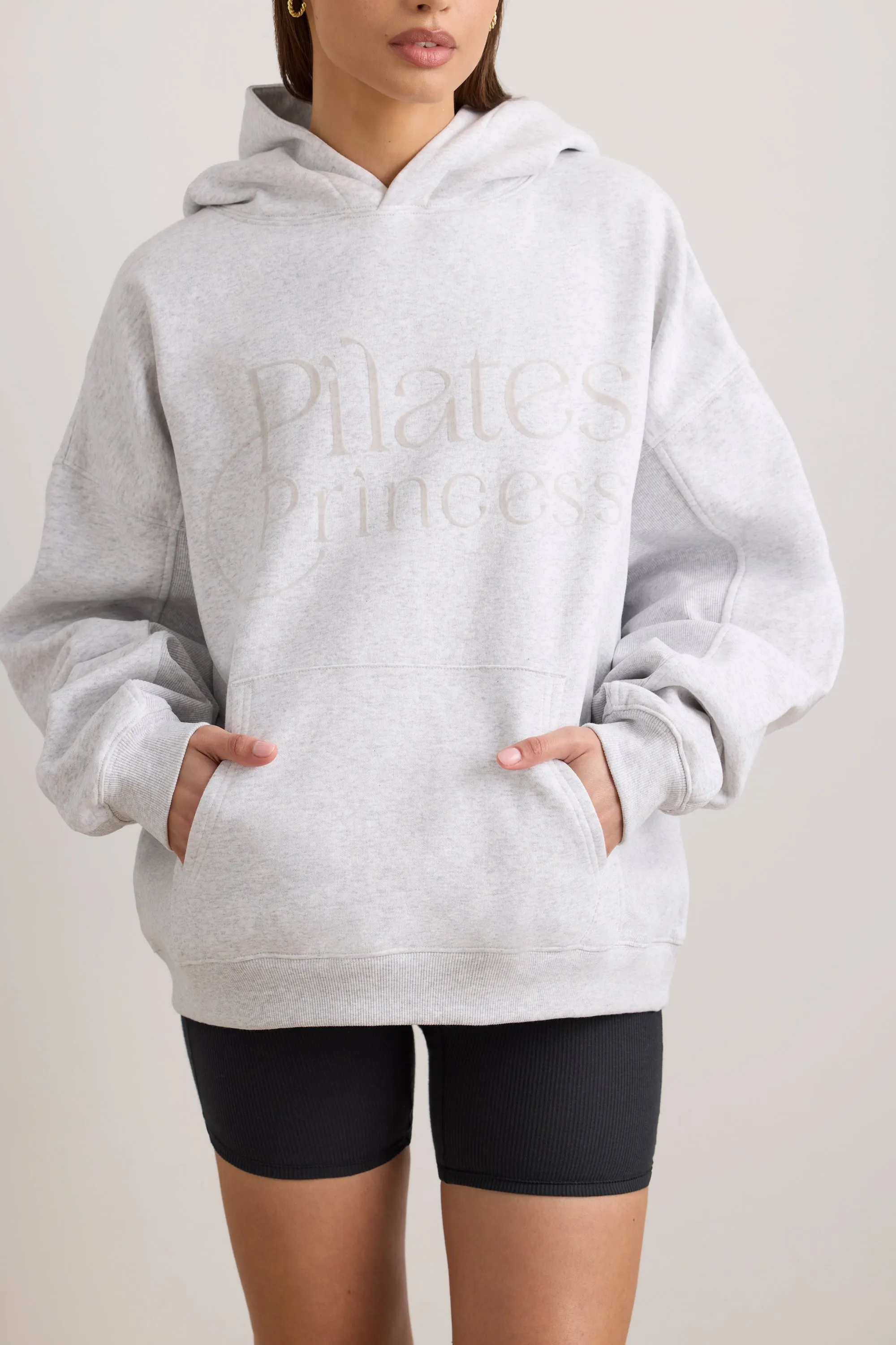 Oversized Hooded Sweatshirt in Light Grey Melange