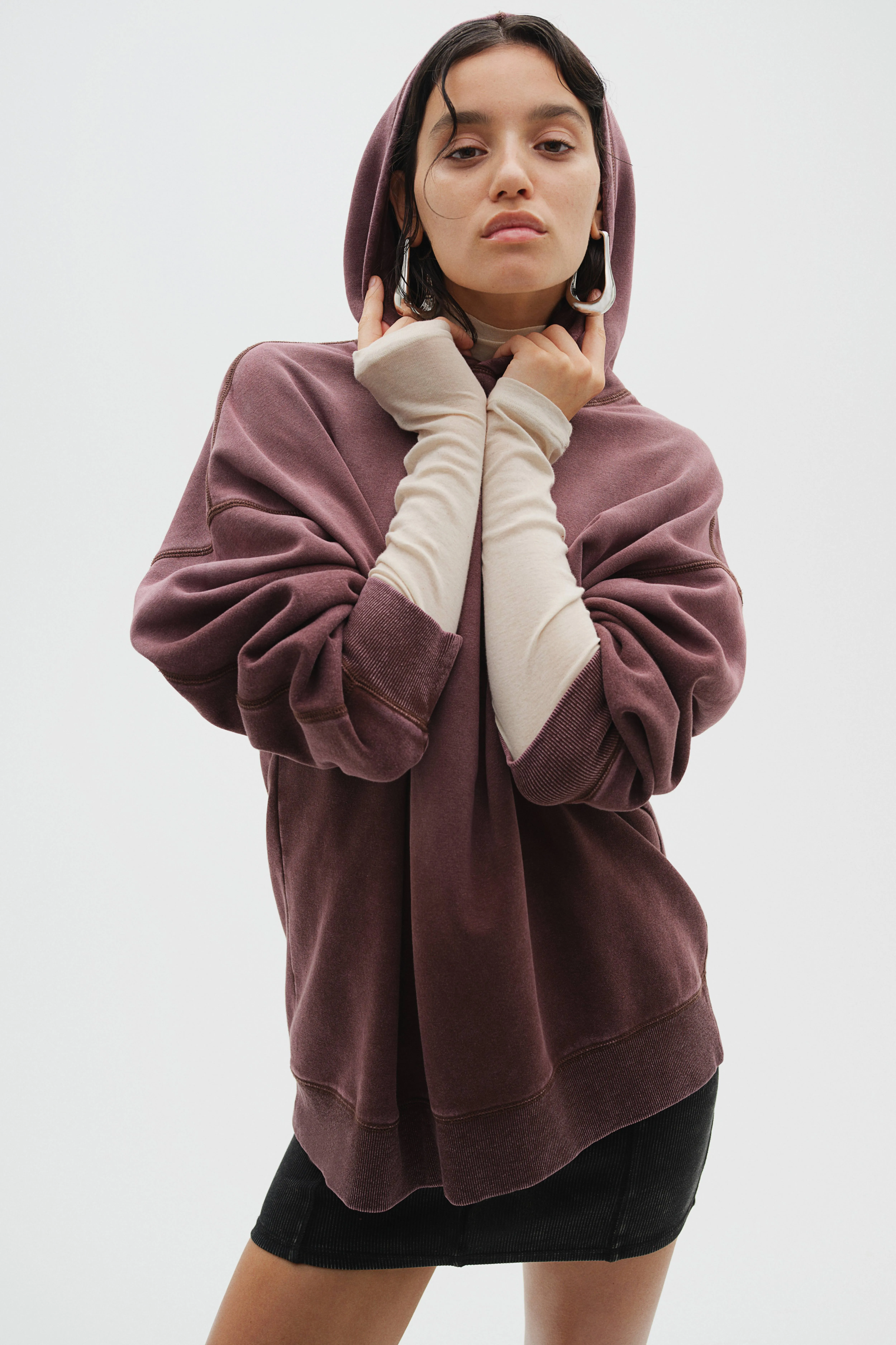 Oversized hoodie - Long sleeve - Long - Dark brown/Ombre - Ladies | H&M GB