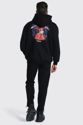 Oversized Man Graphic Zip Hooded Tracksuit | boohooMAN UK