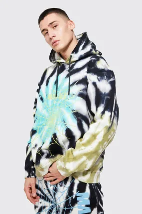 Oversized Man Ofcl Web Print Tie Dye Hoodie | boohooMAN UK