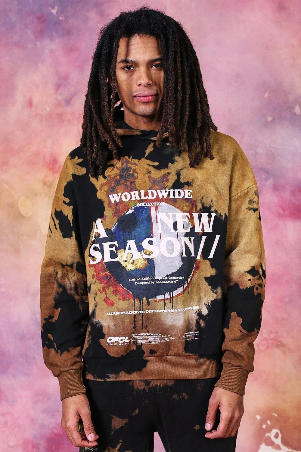 Oversized New Season Drip Face Tie Dye Hoodie | boohooMAN UK