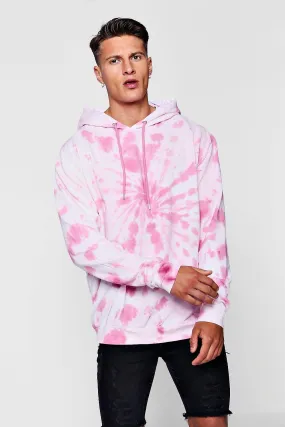 Oversized Over The Head Hoodie In Tie Dye | boohooMAN UK