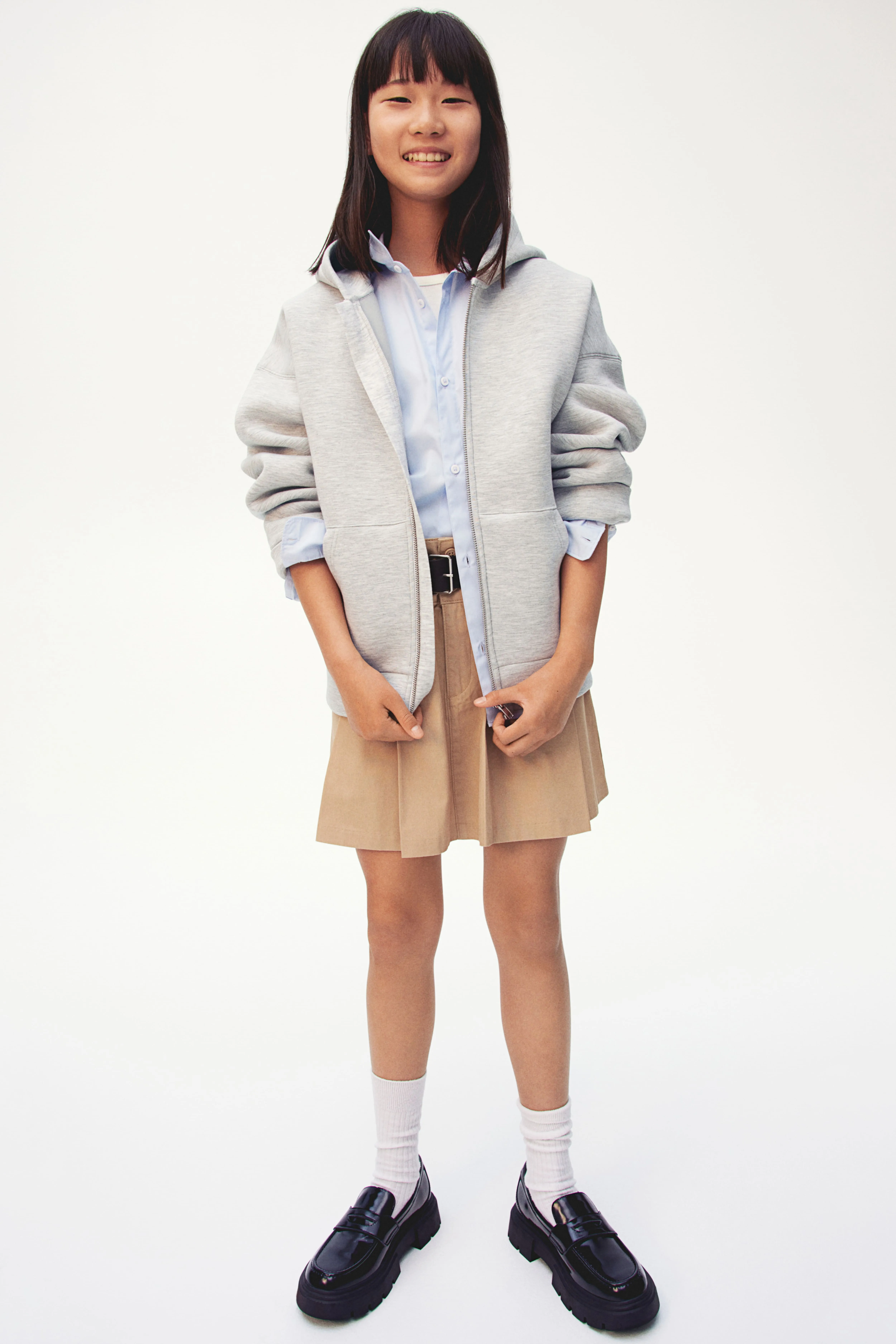 Oversized scuba hoodie - Long sleeve - Regular length - Light grey marl - Kids | H&M GB