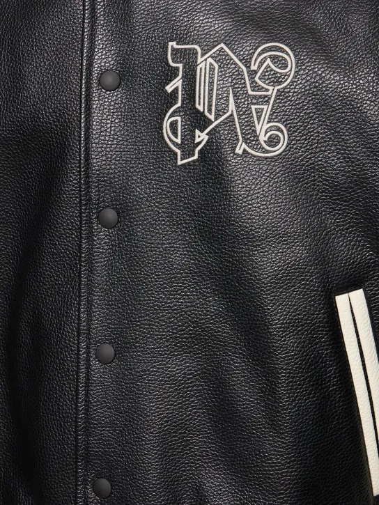 Palm Angels   Monogram classic leather varsity jacket 