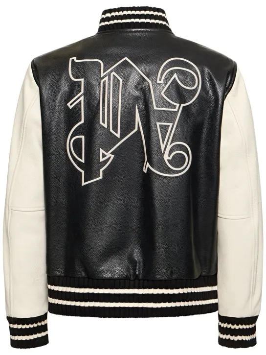 Palm Angels   Monogram classic leather varsity jacket 