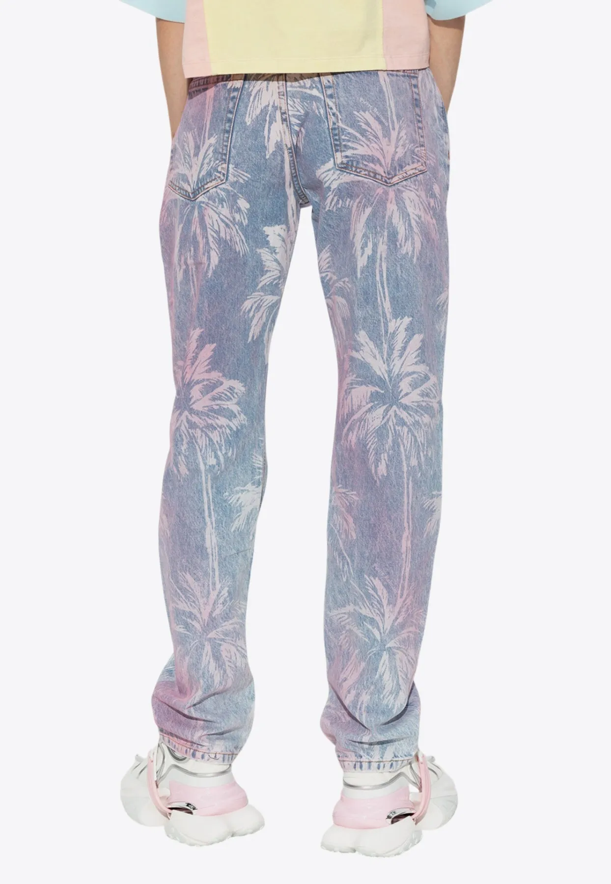 Palm Tree Print Boyfriend Jeans