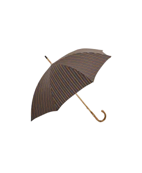 Passotti Ombrelli Brown With Yellow Stripe Umbrella With Congo Wooden Handle | He Spoke Style