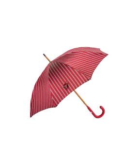 Passotti Ombrelli Red Classic Regimental Stripe Umbrella With Red Padded Leather Handle | He Spoke Style