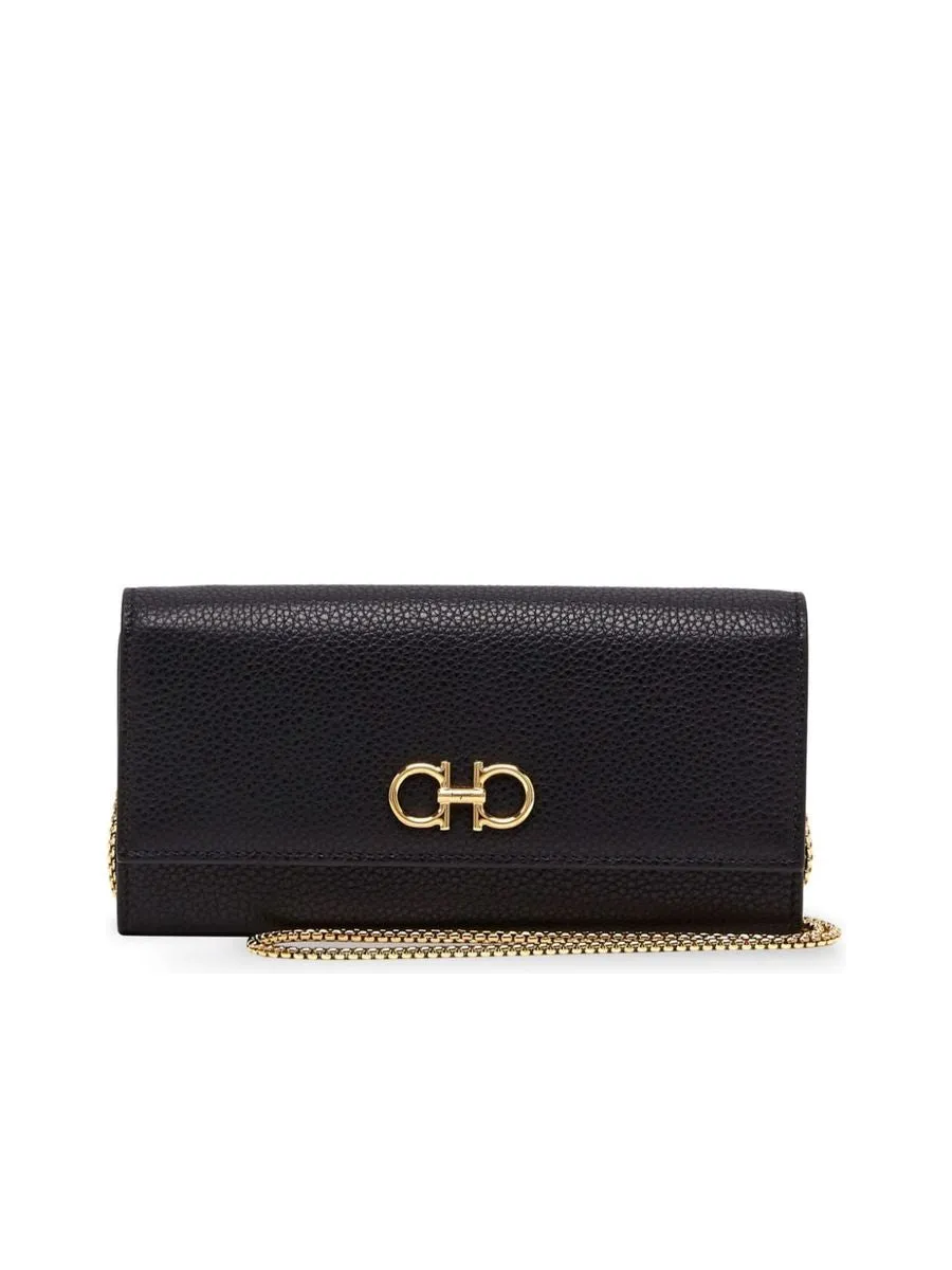 Pebbled Gancini Plaque Clutch