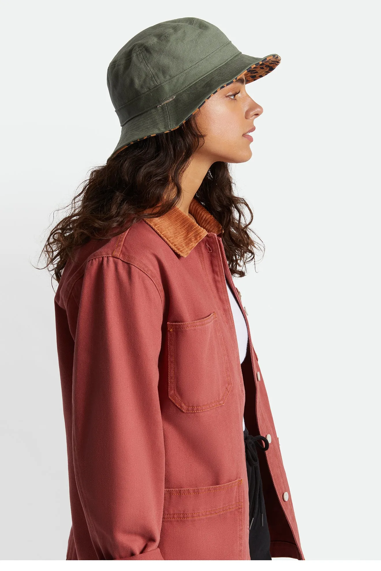 Petra Packable Bucket Hat - Military Olive/Leopard