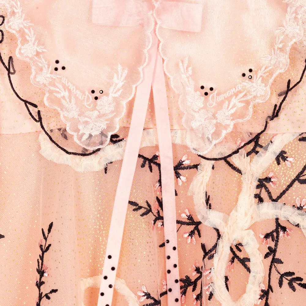 Pink Embroidered Tulle Dress 