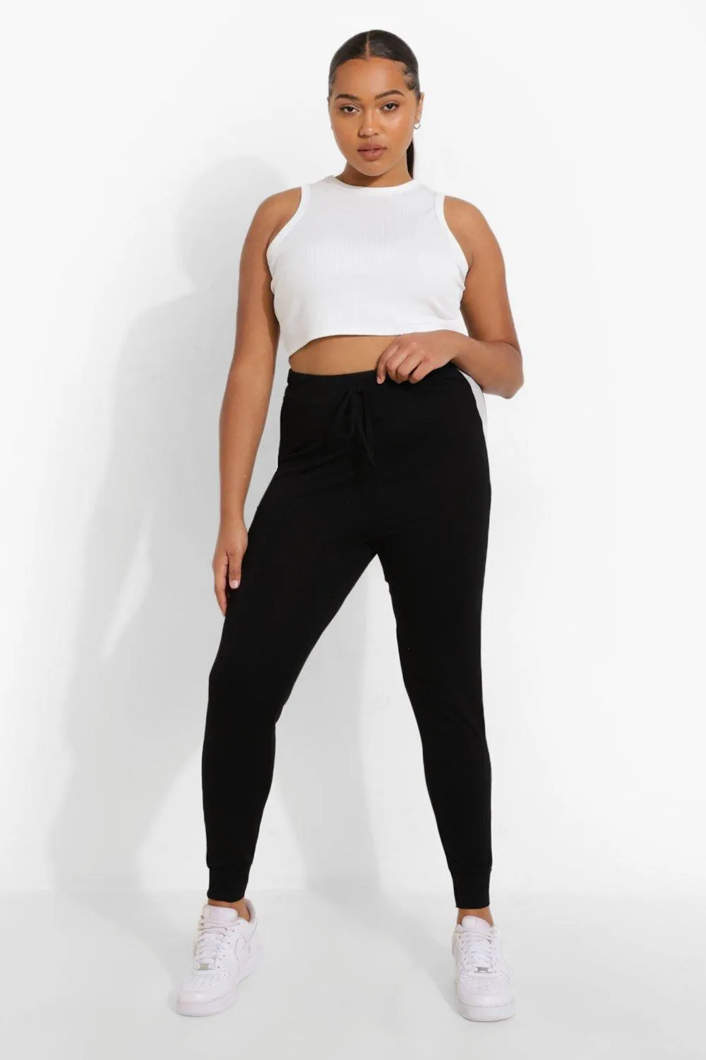 Plus Contrast Color Block Cuffed Leggings