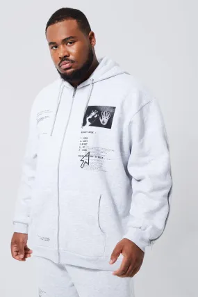 Plus Oversized Heat Zip Thru Gusset Hoodie | boohooMAN UK