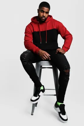 Plus Size Colour Block Hoodie