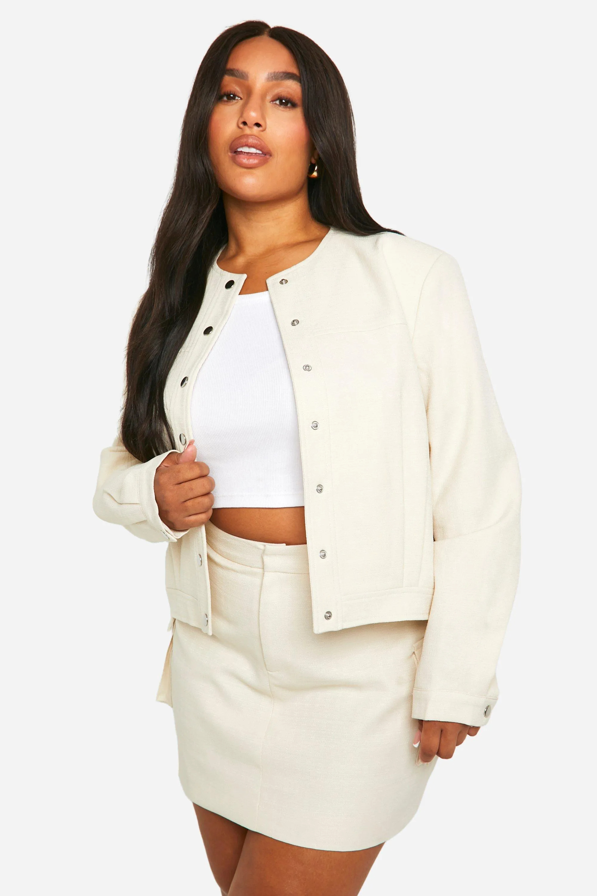 Plus Textured Bomber Jacket