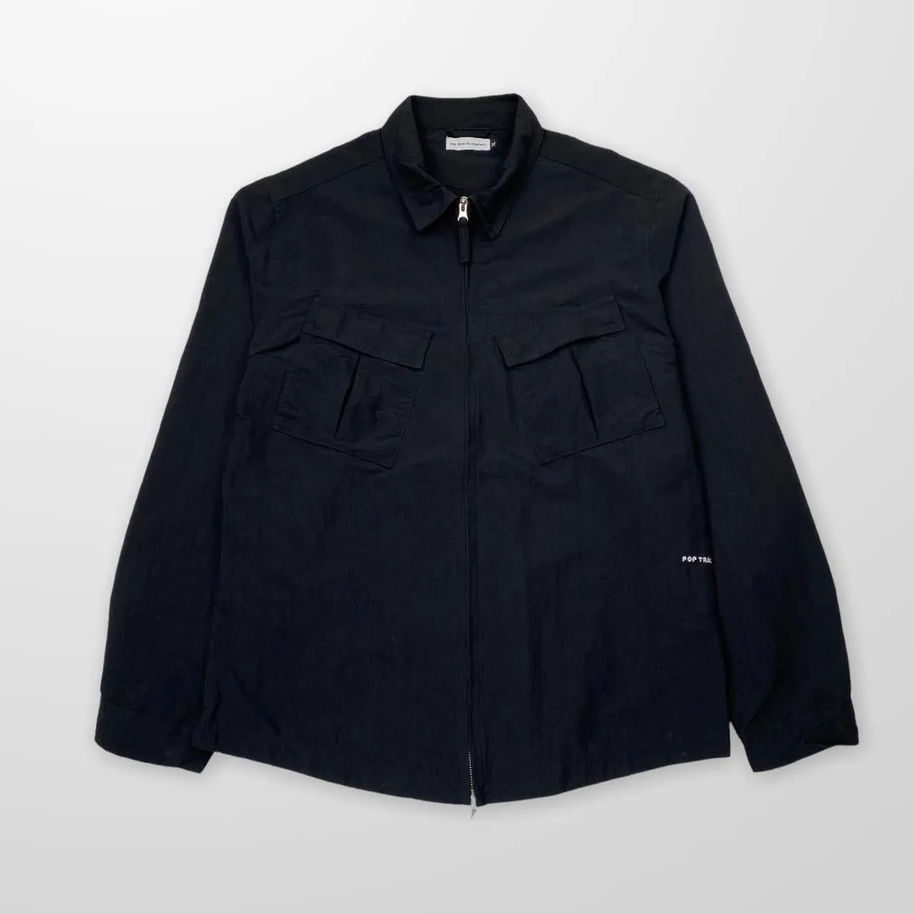 Pop Trading Company Zip Up Nylon Jacket In Black