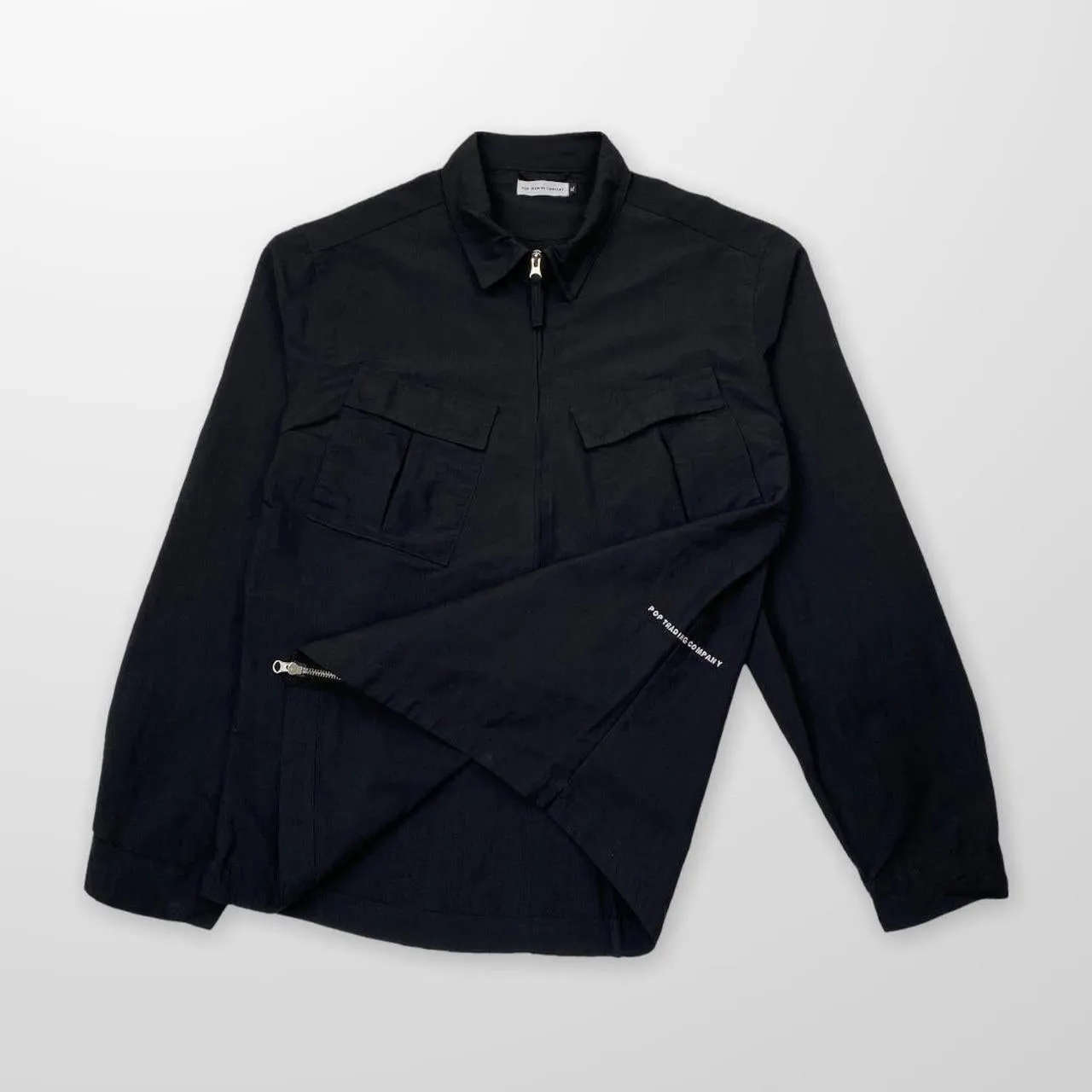 Pop Trading Company Zip Up Nylon Jacket In Black