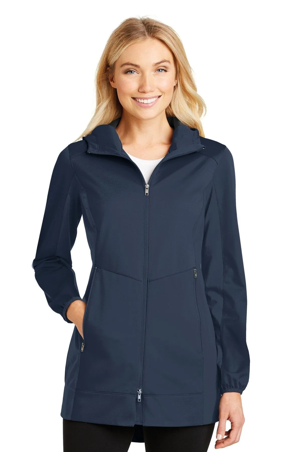 Port Authority Ladies Active Hooded Soft Shell Jacket L719 Dress Blue Navy