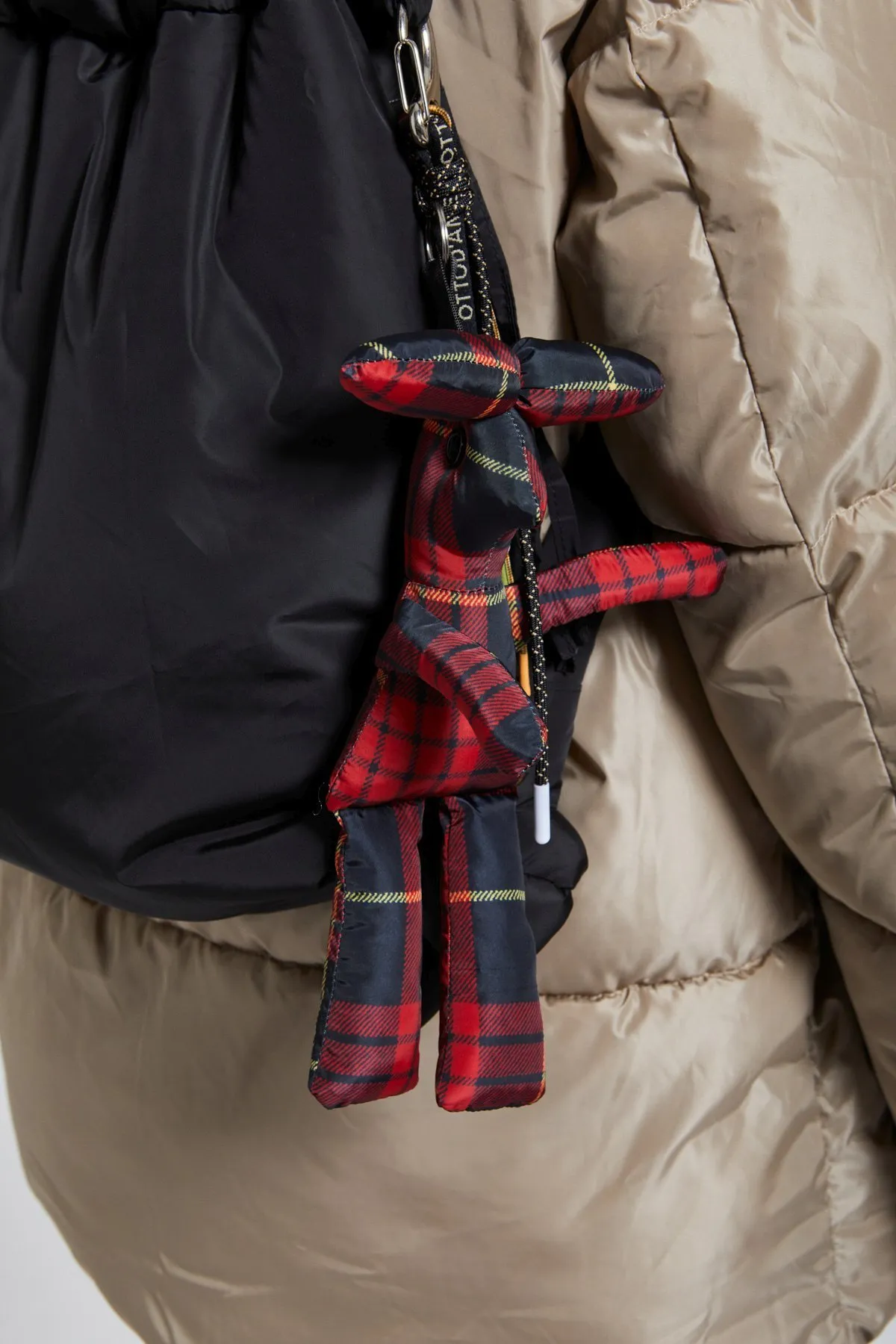 Printed tartan puffer brooch