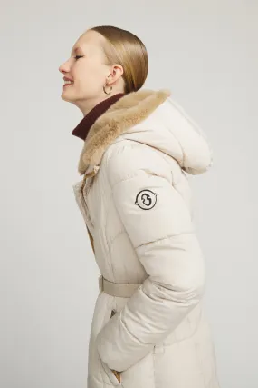 Puffer jacket with belt