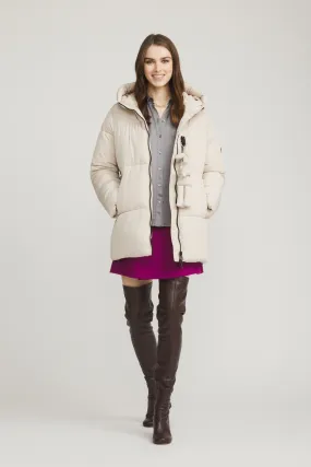 Puffer jacket with wide neck