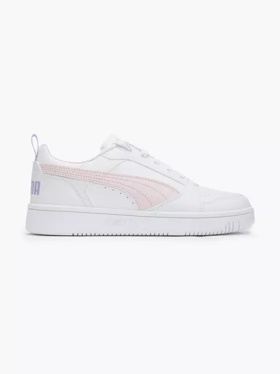 Puma  White/Pink Rebound V6 Low Trainers