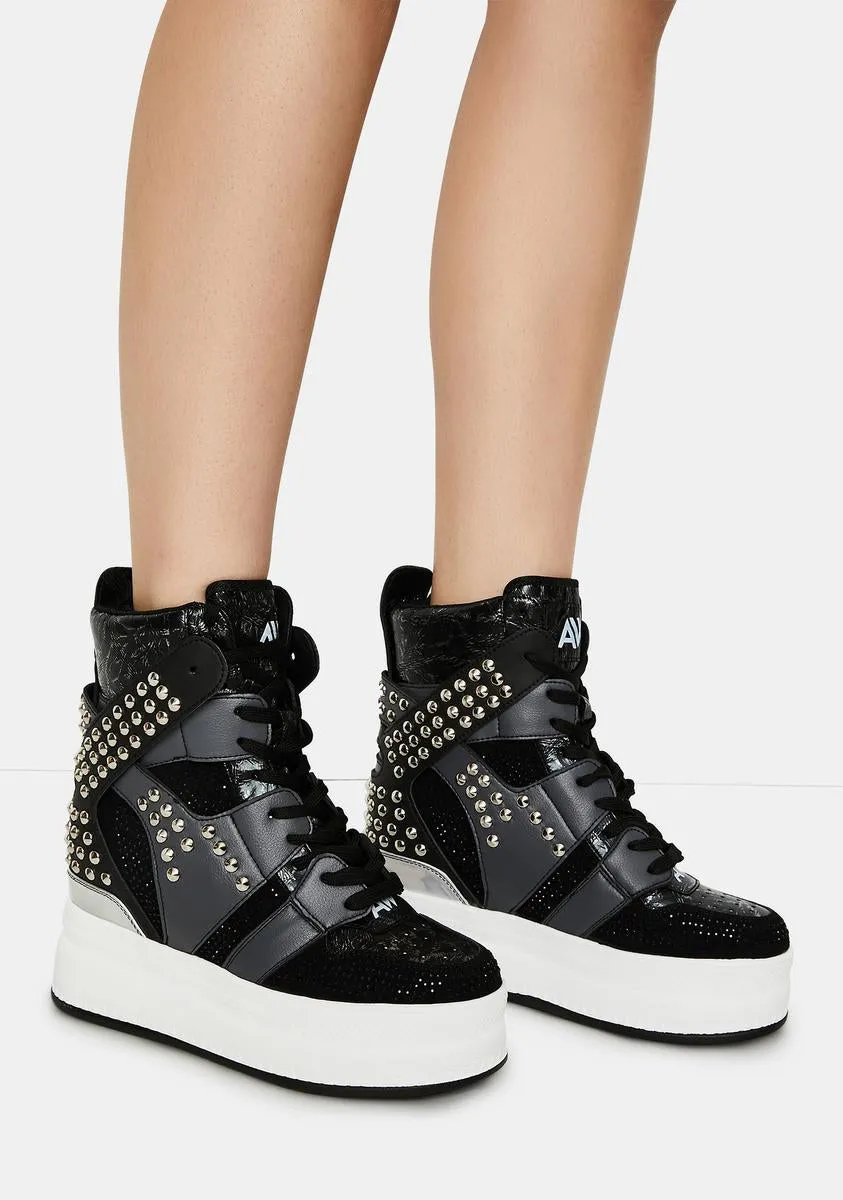 Quince Studded Wedge Sneakers-