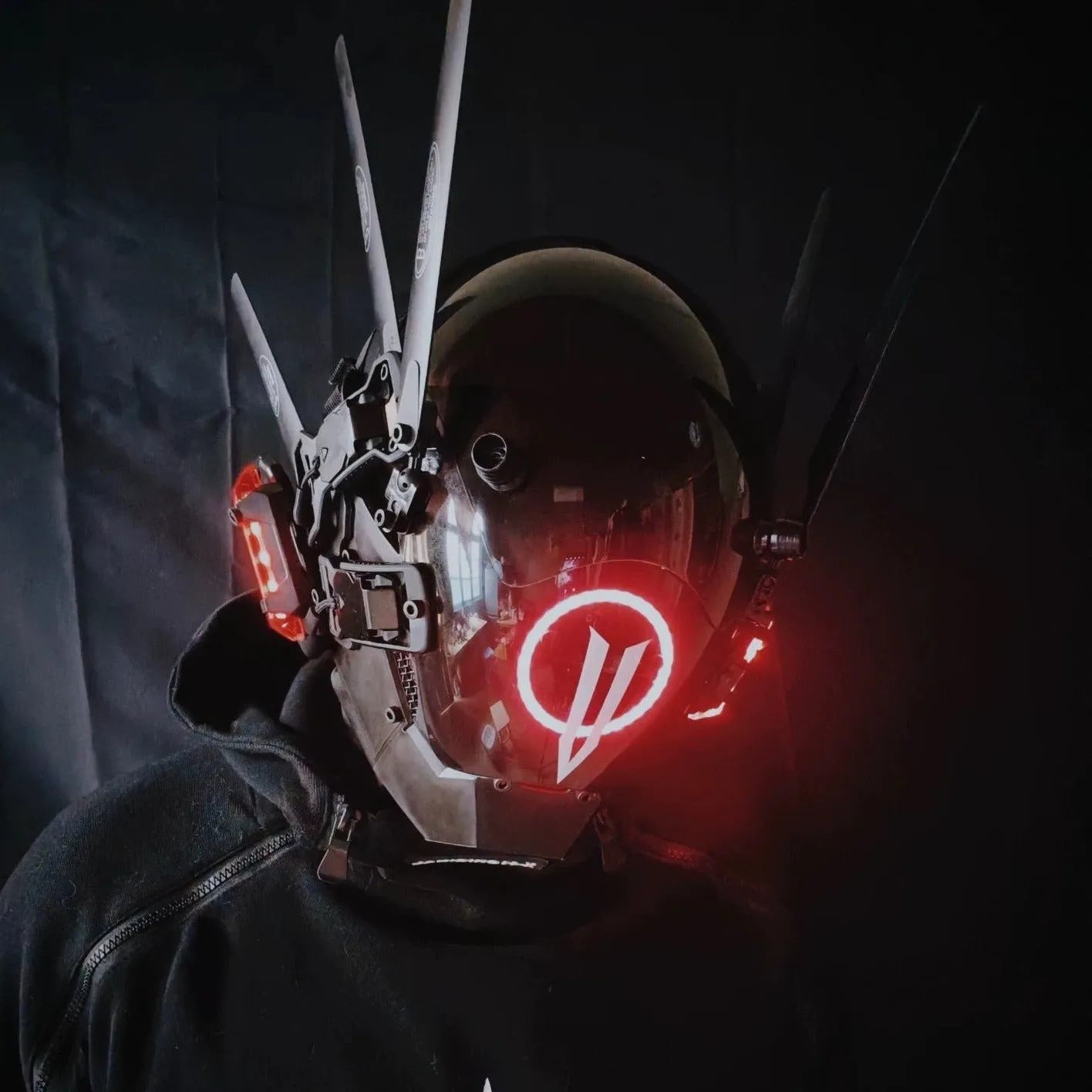 Red Cyberpunk Futuristic Helmet