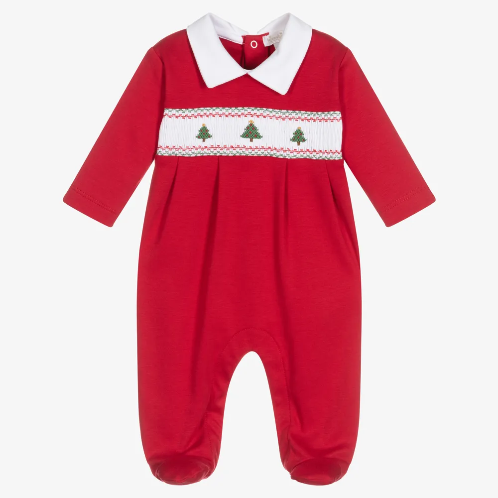 Red Festive Pima Babygrow