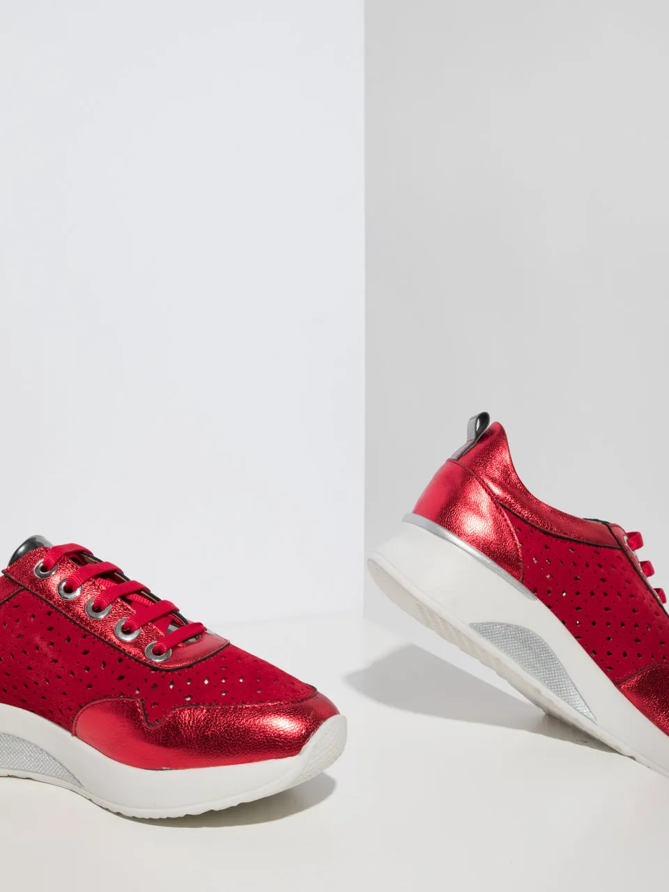 Red Lace-up Trainers